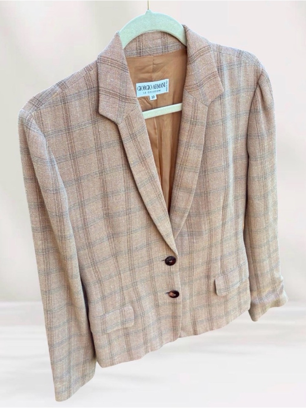 Vintage Giorgio Armani Le Collezioni Windowpane Blazer Made in Italy Sz 10/M
